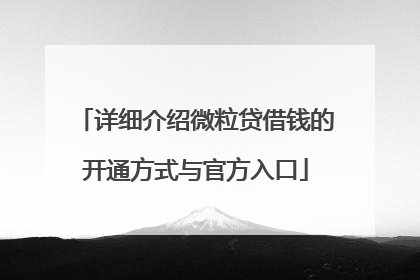 详细介绍微粒贷借钱的开通方式与官方入口